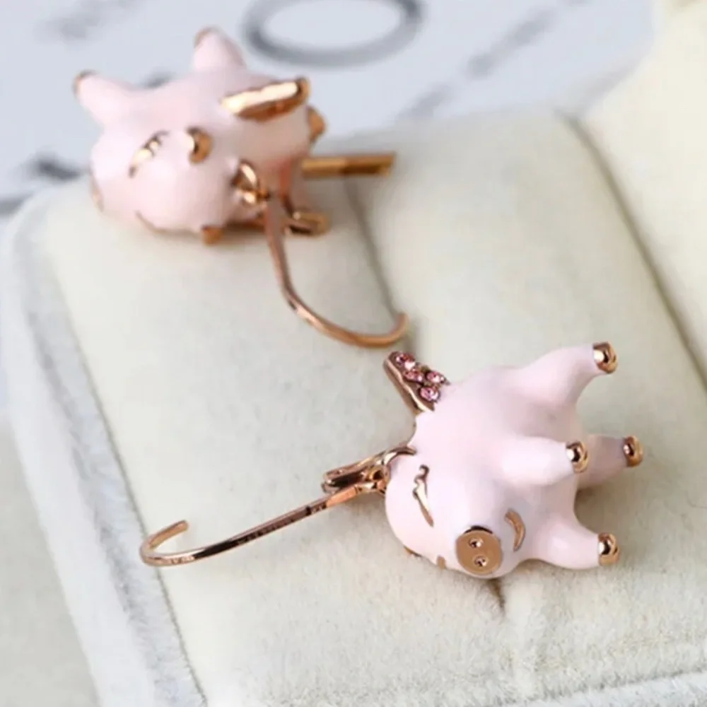Spade Authentic Cute Fashion Drop Flying Pig Leverback Pink and Rose Gold